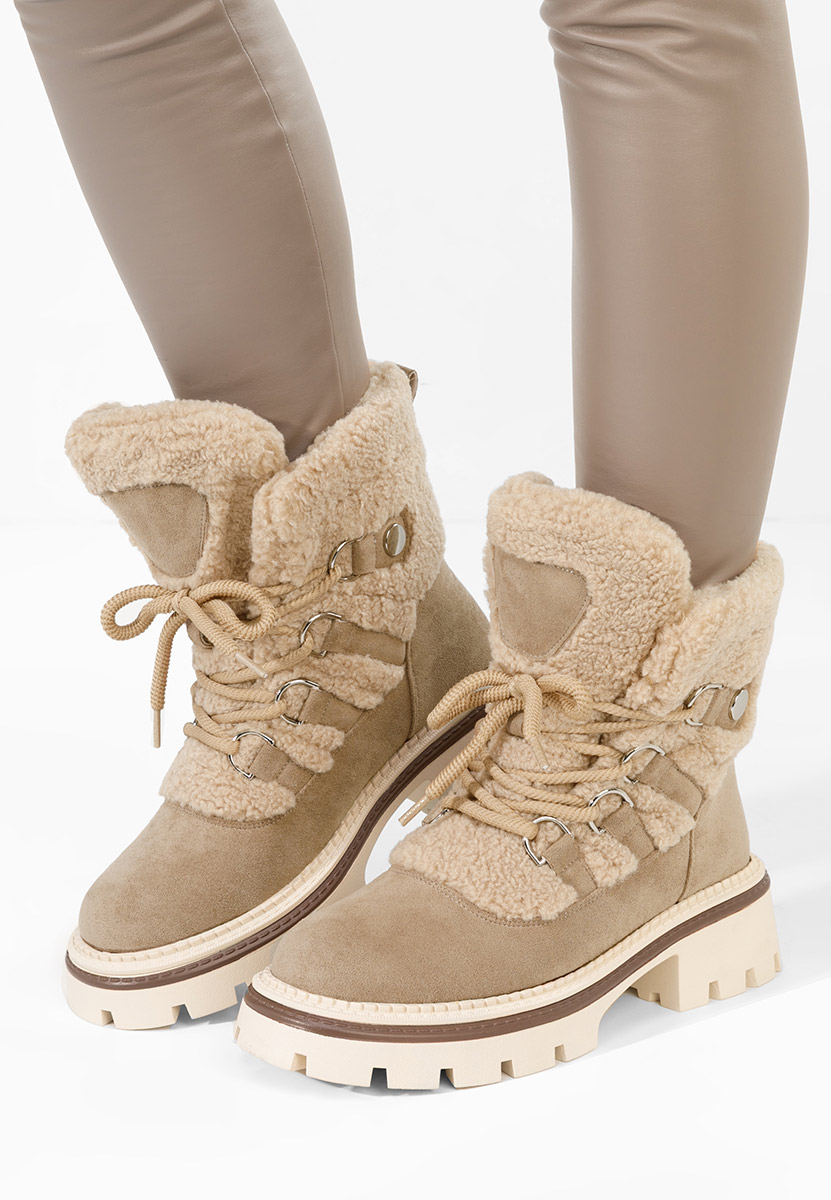 Khaki kotníkové zimní boty Kalindra