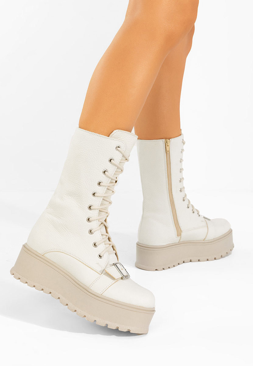 Béžové kožené kotníkové boty Sorelia V2