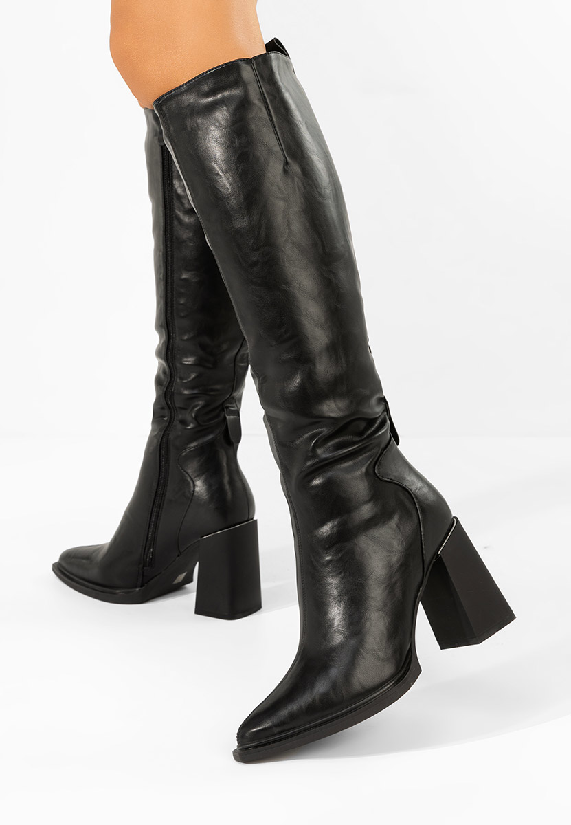 Černé kozačky na podpatku Ricardia