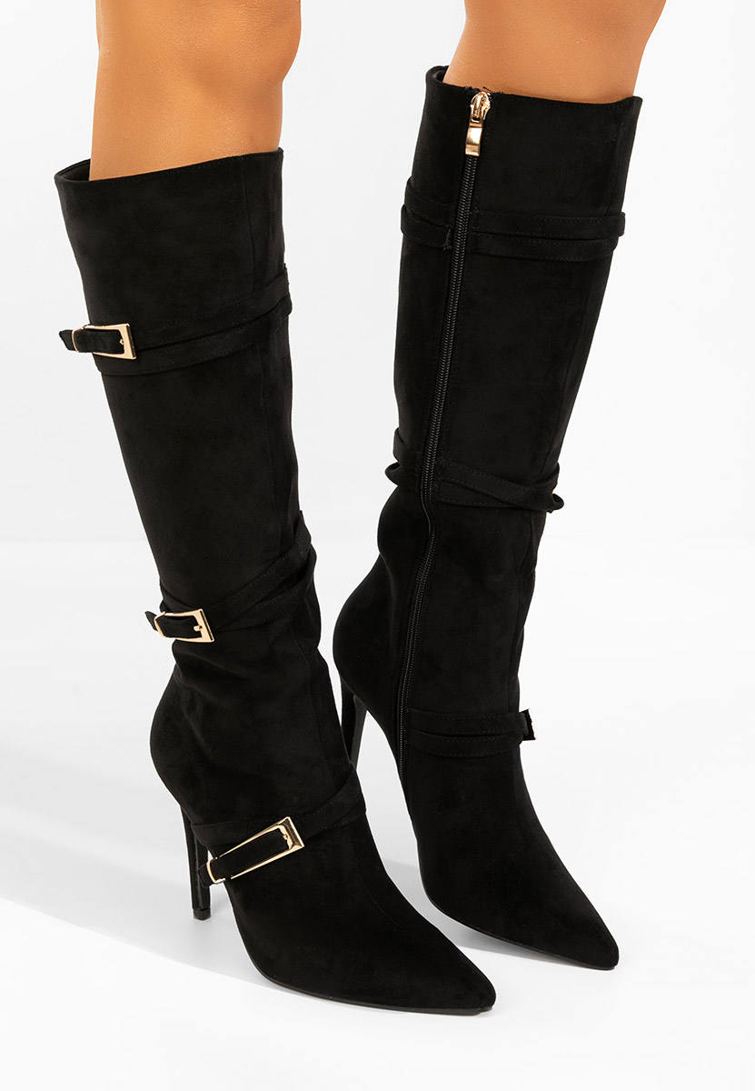 Černé kozačky na jehlovém podpatku Ernesia