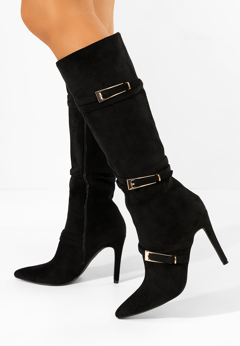 Černé kozačky na jehlovém podpatku Ernesia