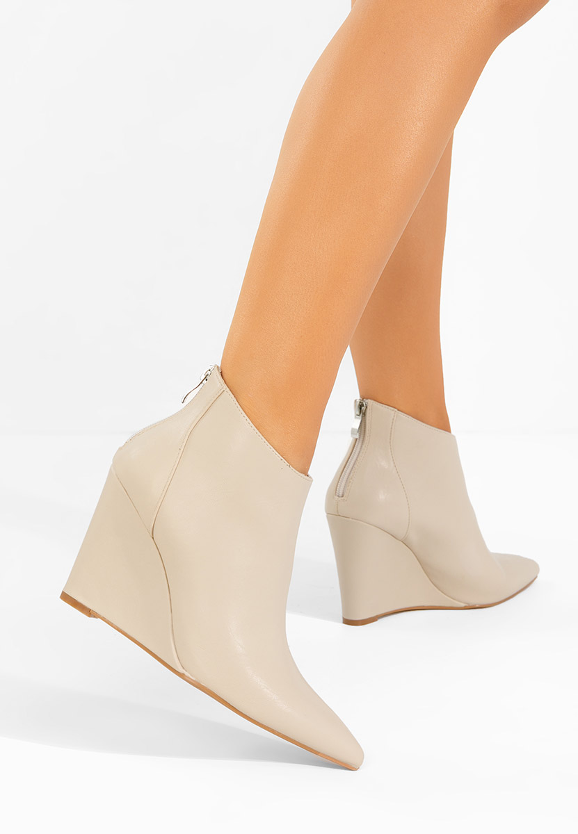 Béžové kotníkové boty na klínku Shenna V2