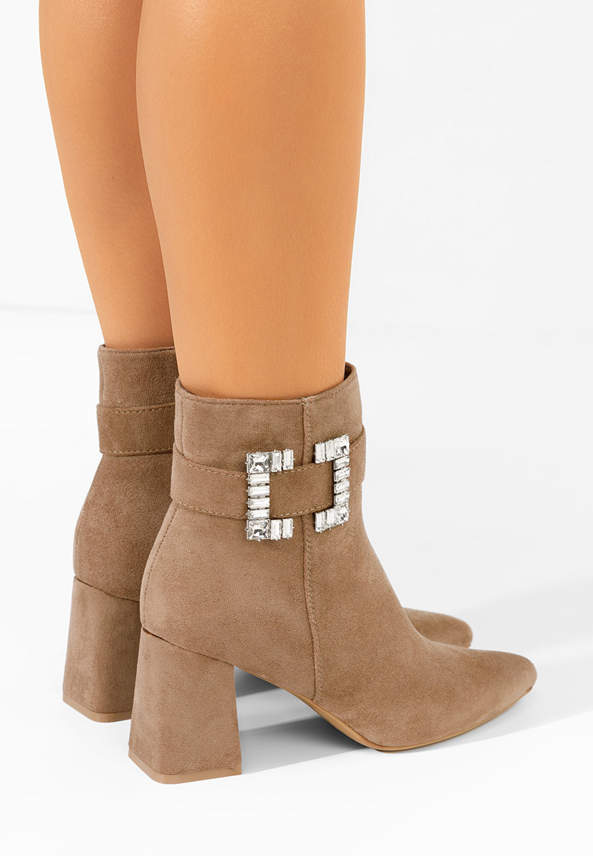 Khaki kotníkové boty na podpatku Lievine