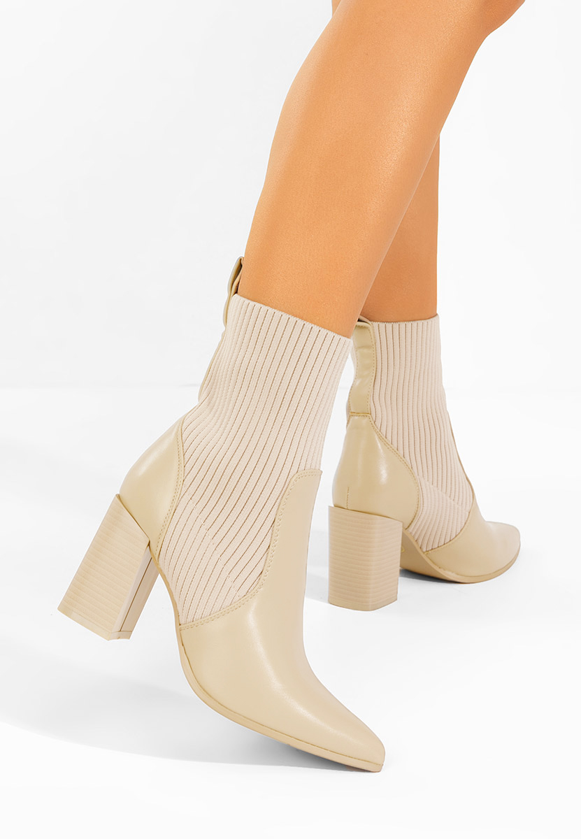 Khaki kotníkové boty na podpatku Vinuele V2