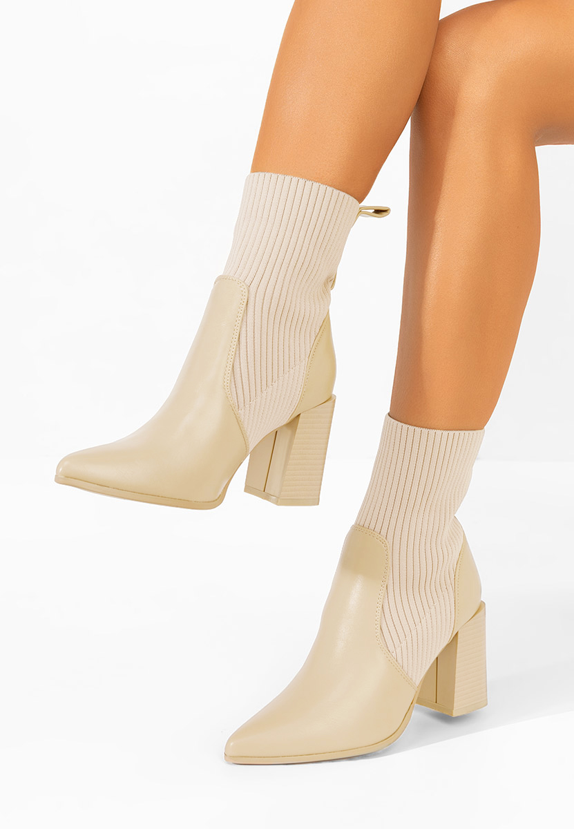 Khaki kotníkové boty na podpatku Vinuele V2