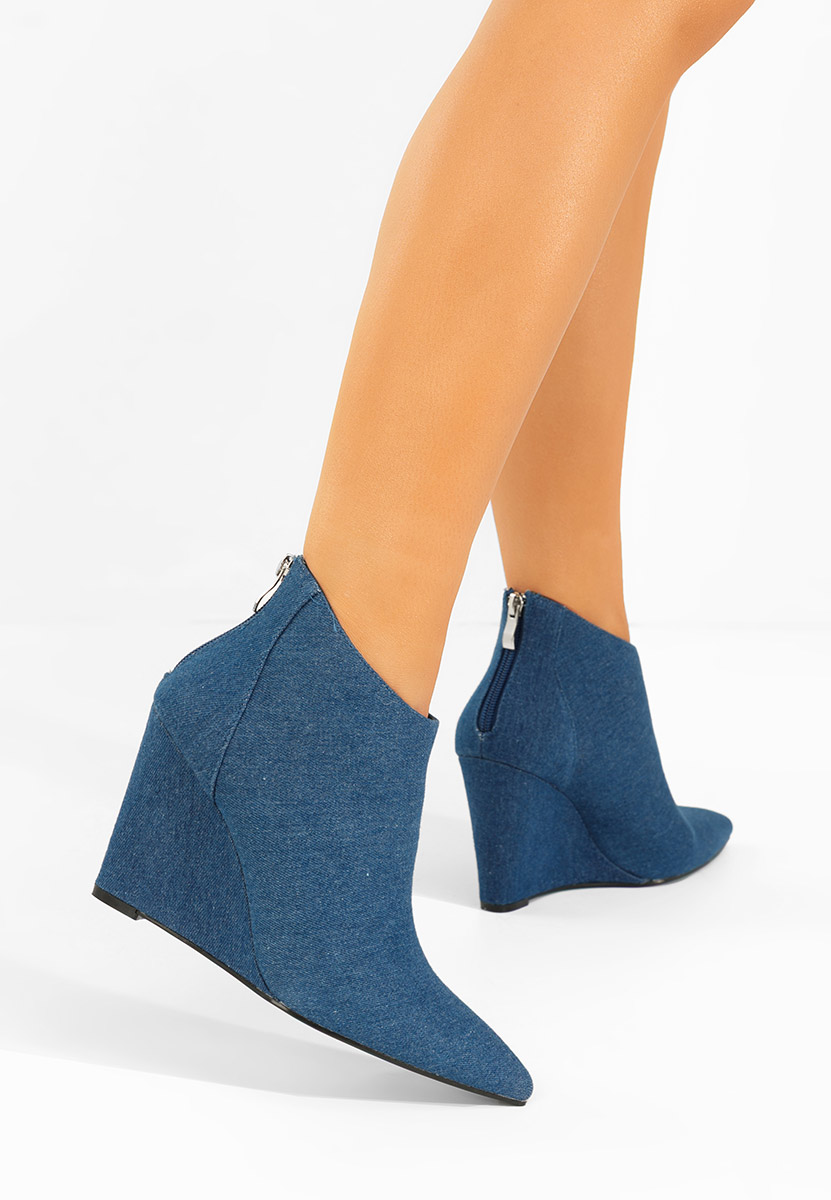 Denim kotníkové boty na klínku Shenna V4