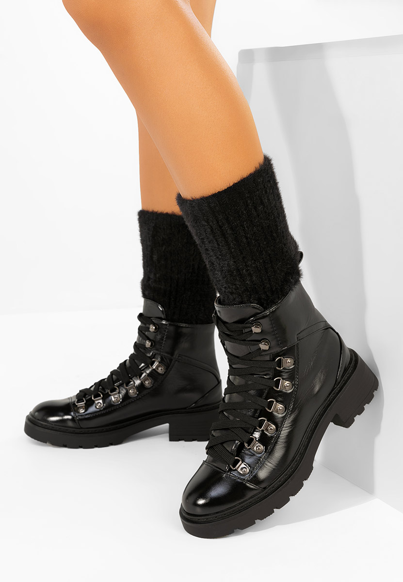 Černé šněrovací kotníkové boty Simonia