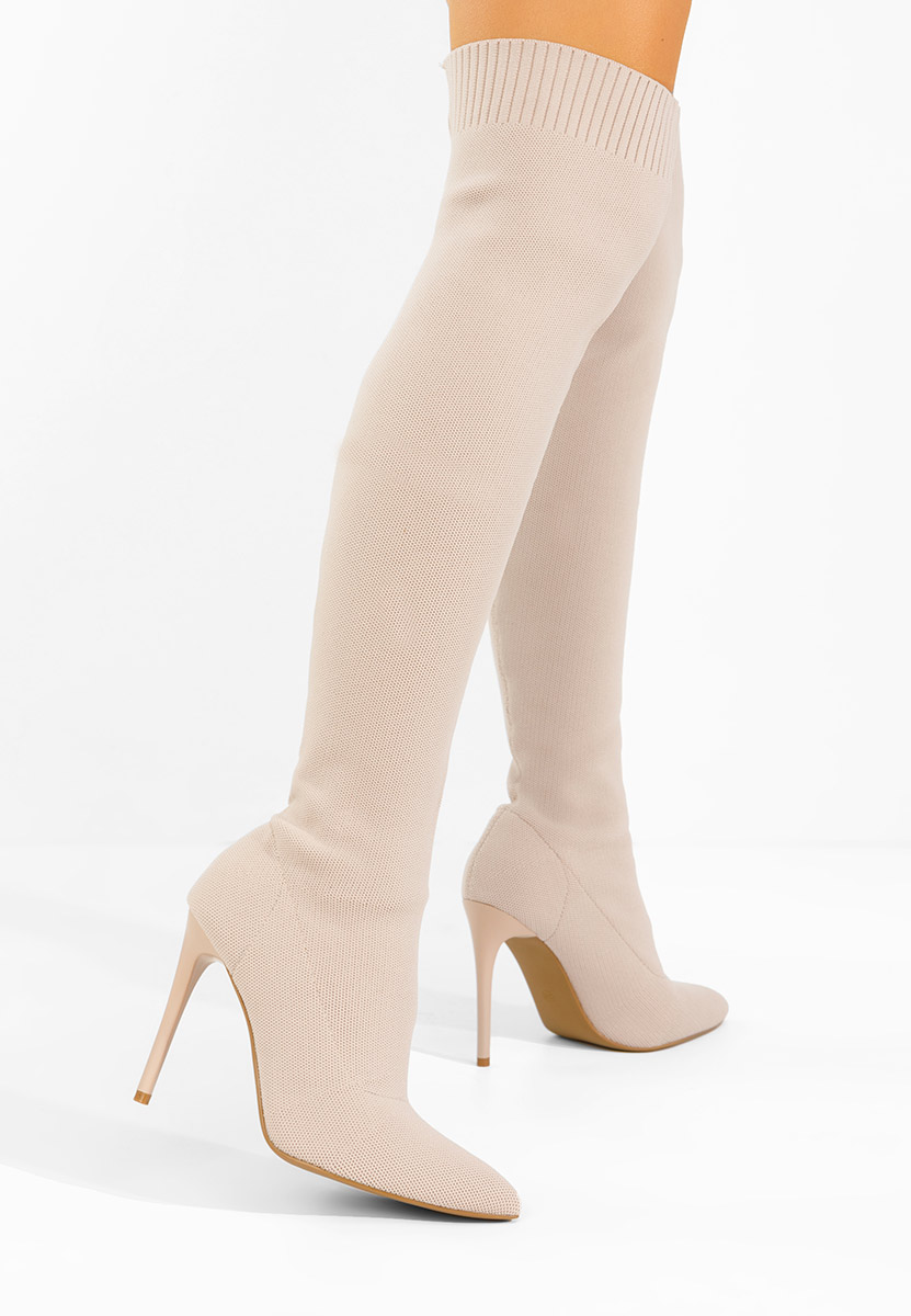 Béžové kozačky nad koleno Shanicea