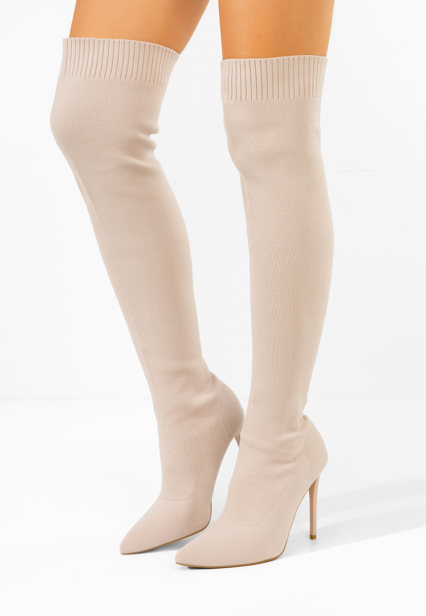 Béžové kozačky nad koleno Shanicea