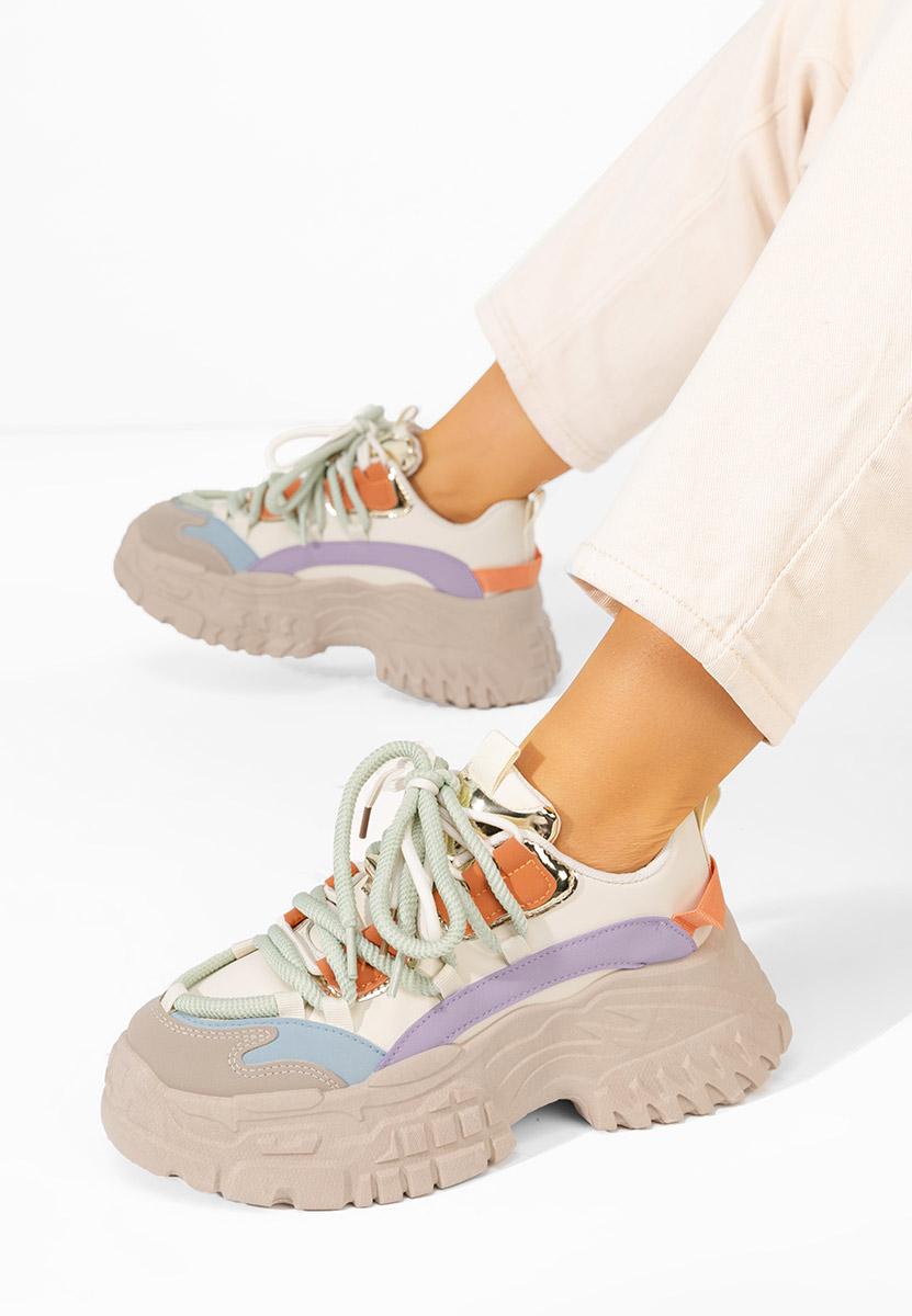 Khaki dámské tenisky na klínku Elvora