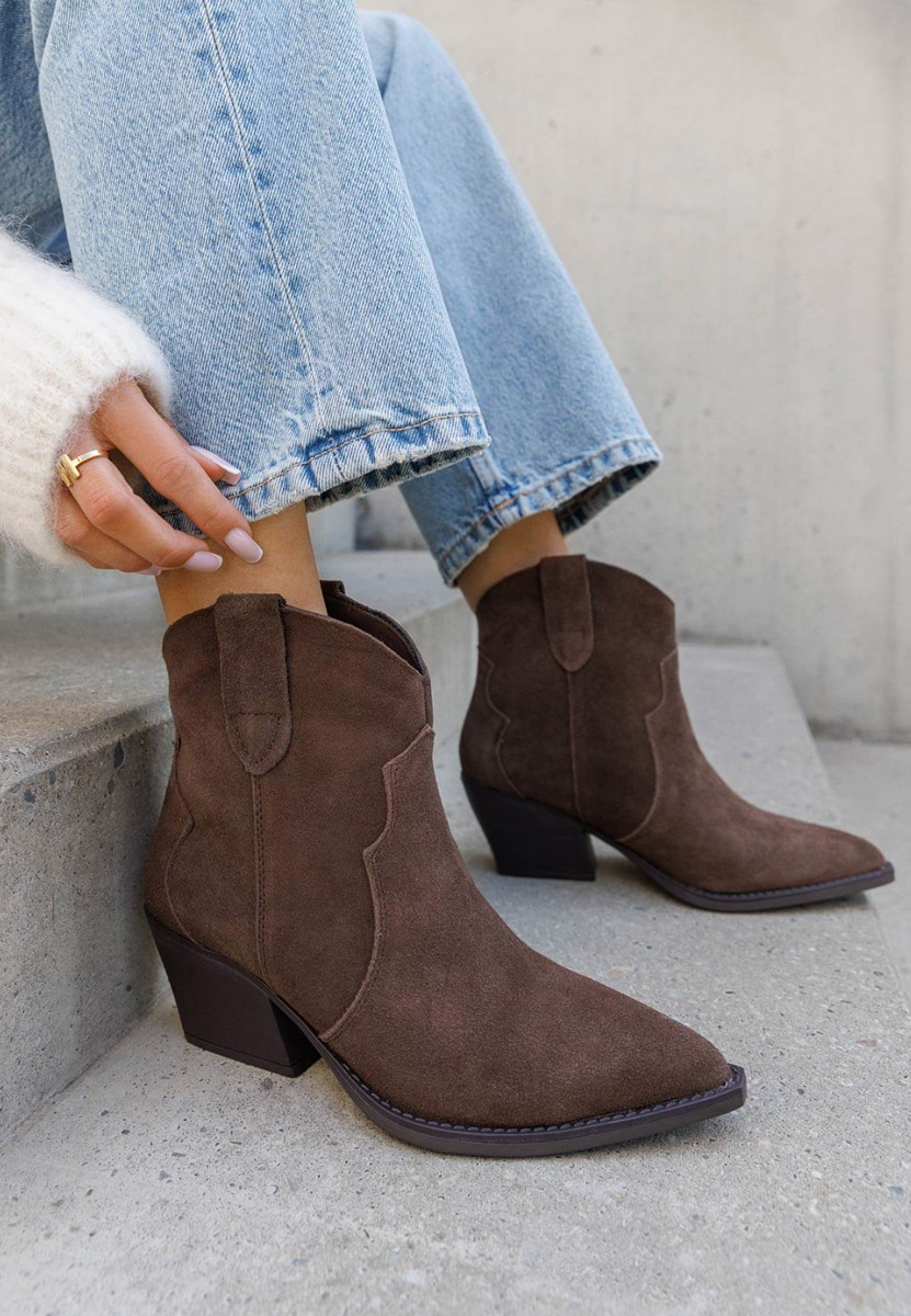 Hnedé kotníkové boty cowboy Glavira