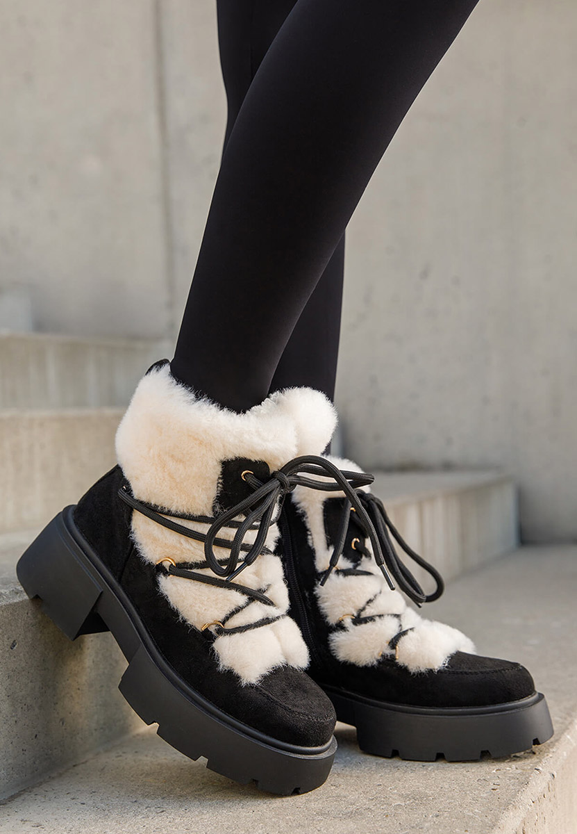 Černé kotníkové zimní boty Aslyn