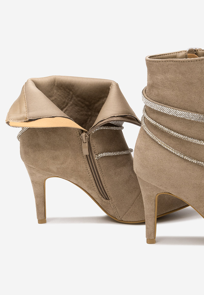 Khaki kotníkové boty na podpatku Lorreta