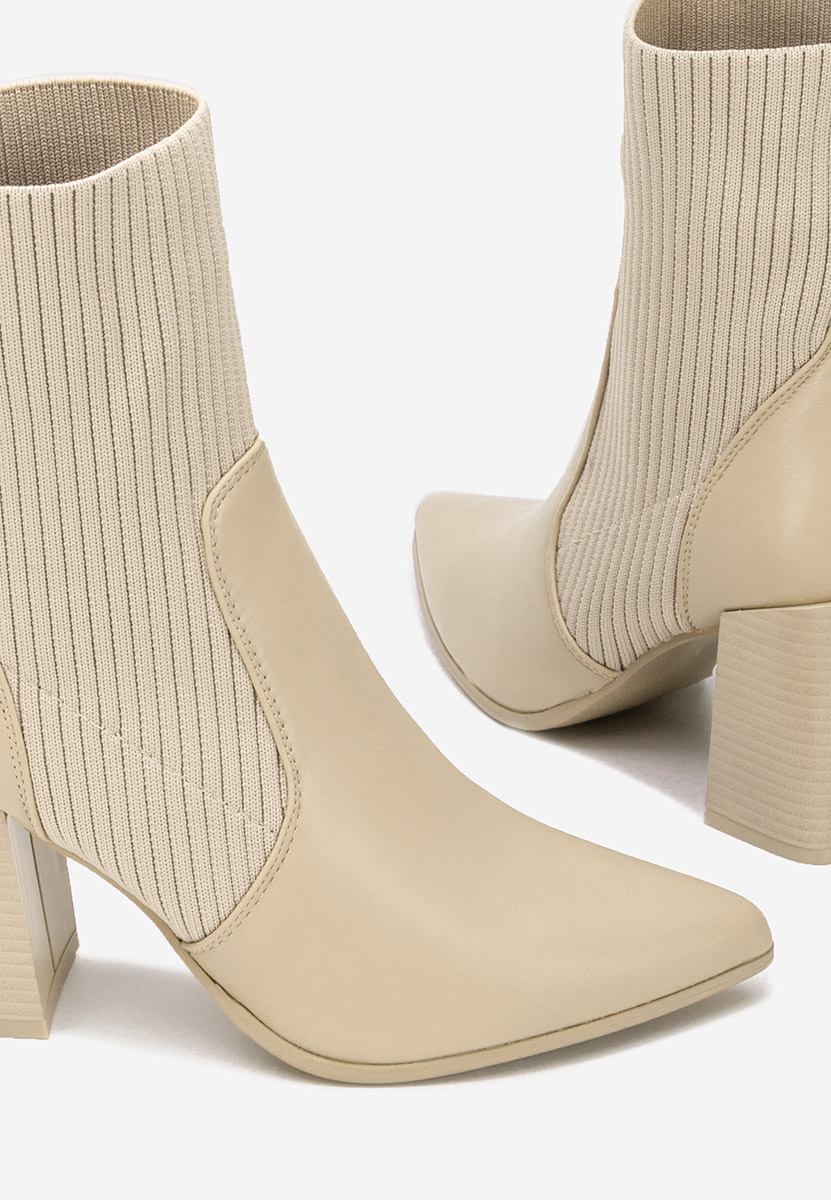 Khaki kotníkové boty na podpatku Vinuele V2