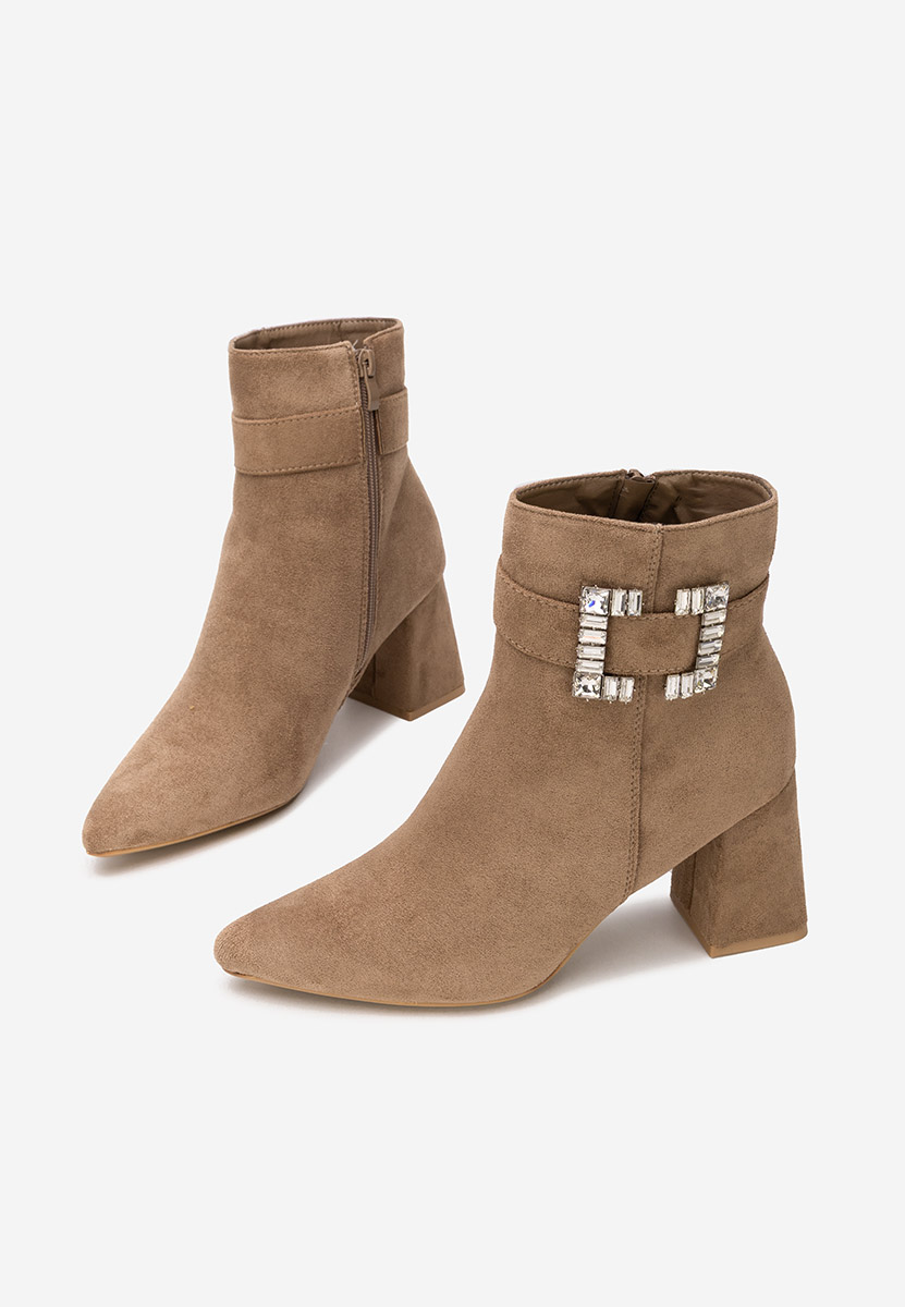 Khaki kotníkové boty na podpatku Lievine