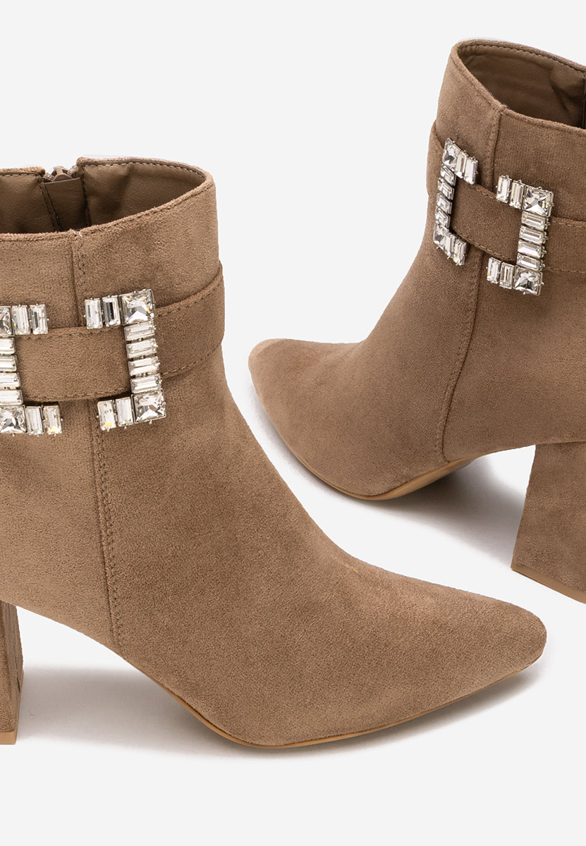 Khaki kotníkové boty na podpatku Lievine