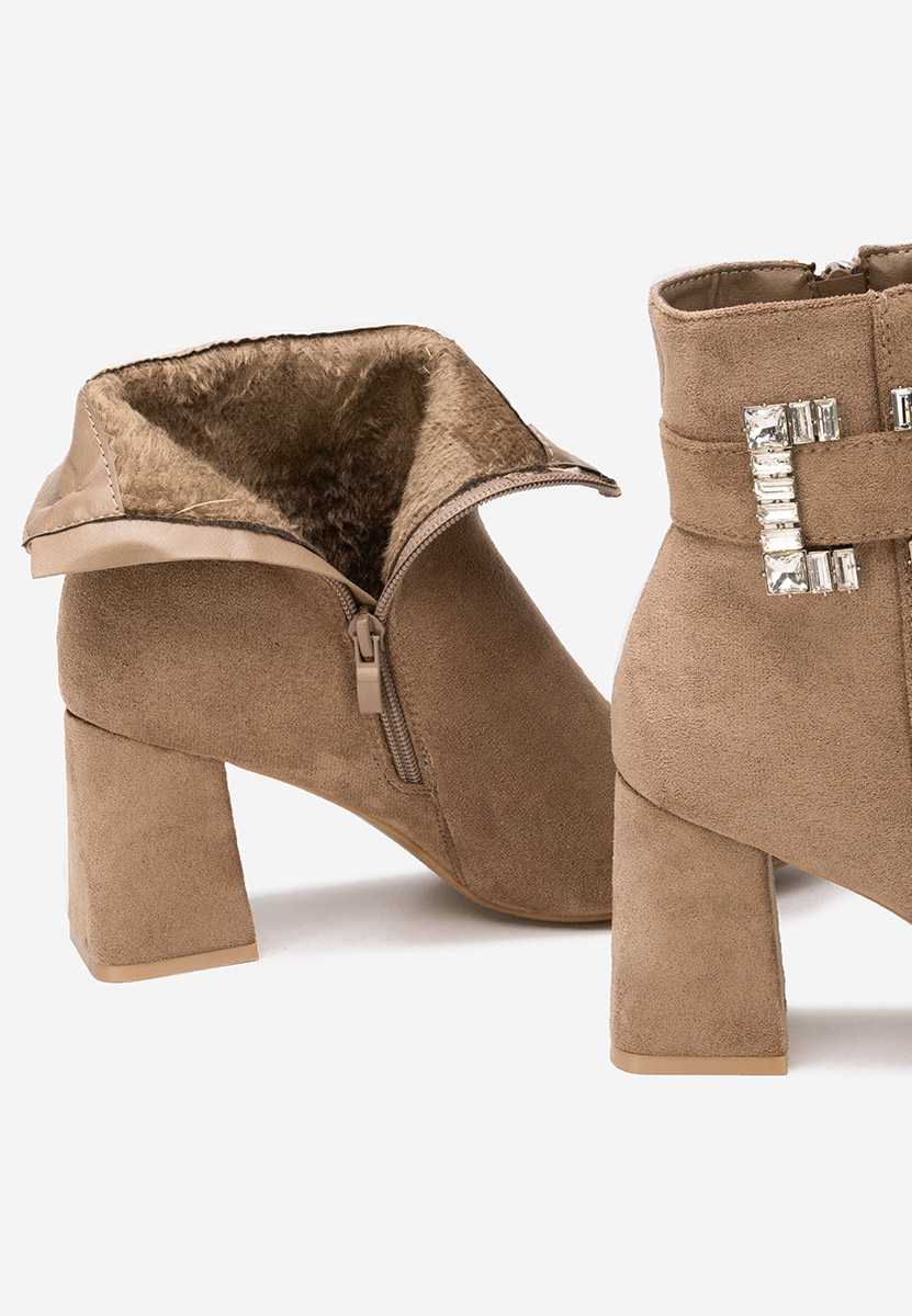 Khaki kotníkové boty na podpatku Lievine