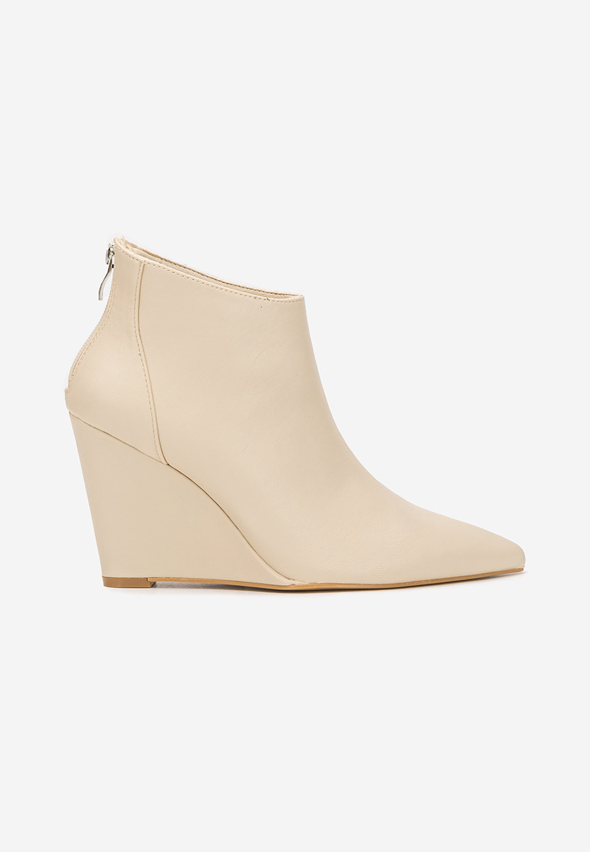 Béžové kotníkové boty na klínku Shenna V2