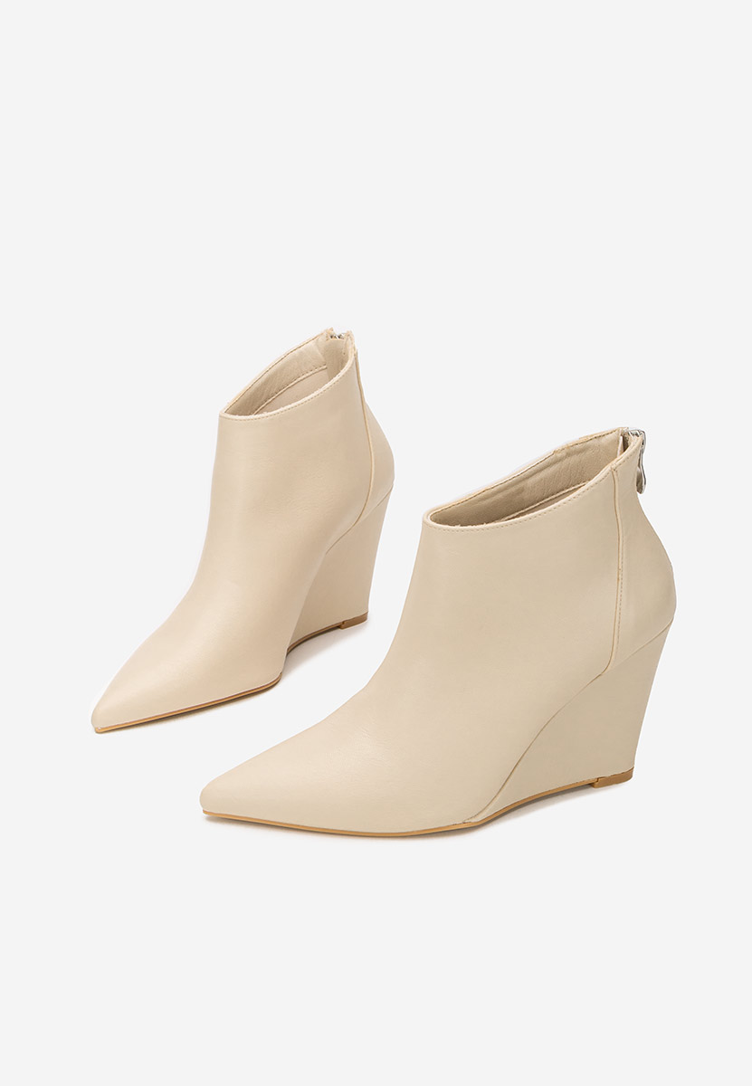 Béžové kotníkové boty na klínku Shenna V2
