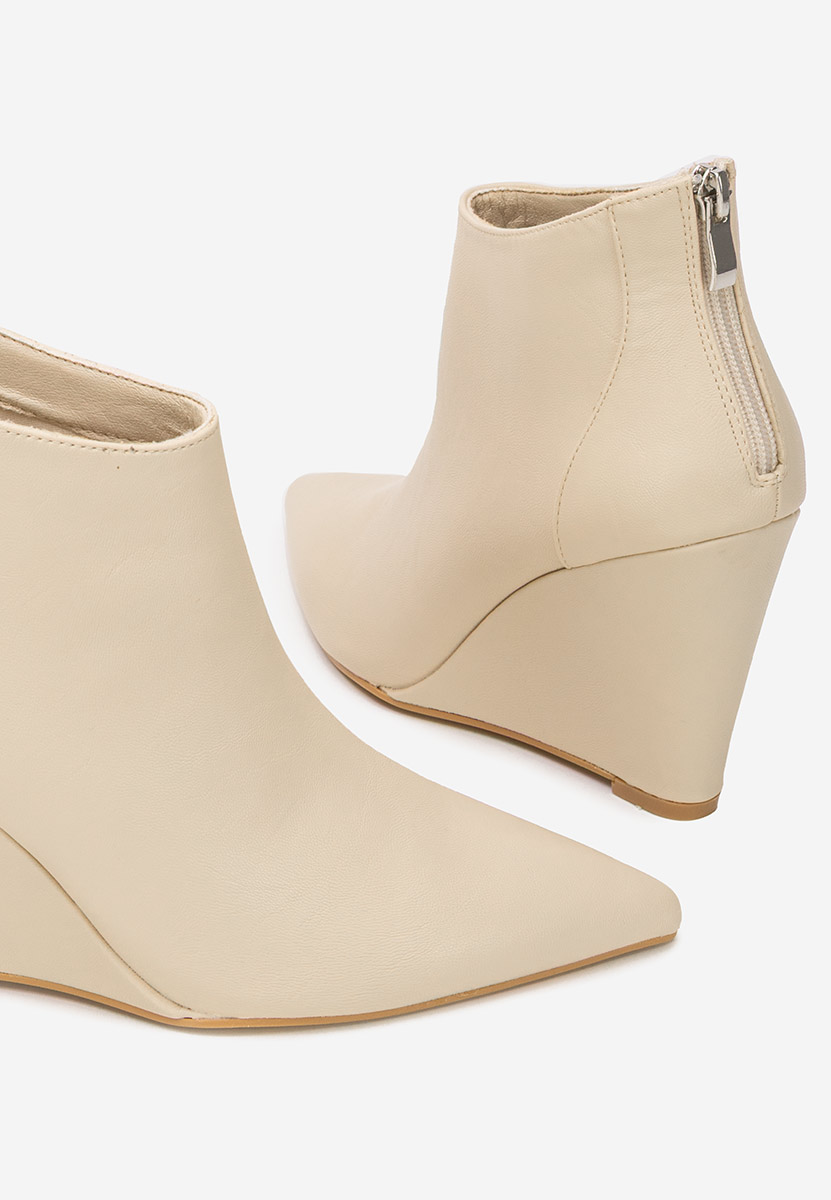 Béžové kotníkové boty na klínku Shenna V2