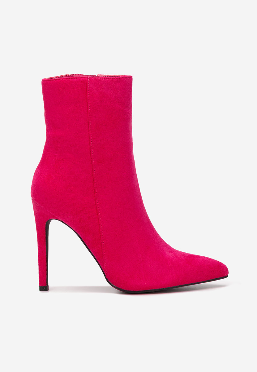Fuchsiové kotníkové boty na vysokém podpatku Cendria