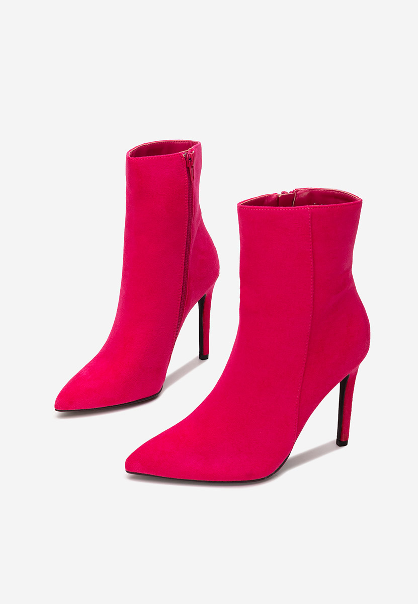Fuchsiové kotníkové boty na vysokém podpatku Cendria