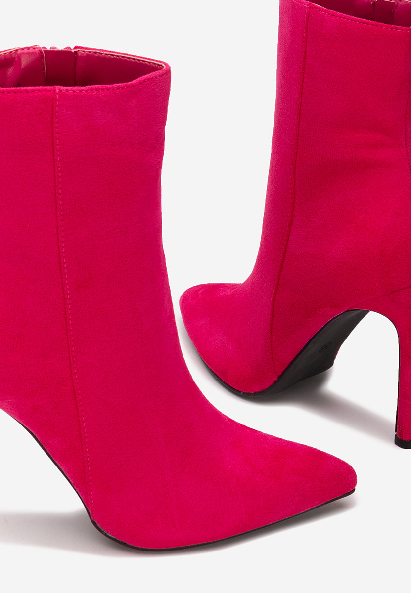Fuchsiové kotníkové boty na vysokém podpatku Cendria
