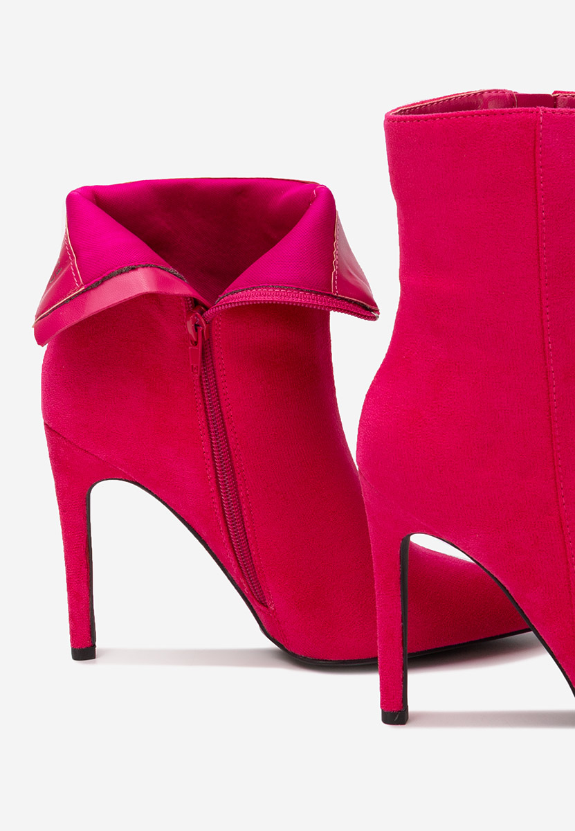 Fuchsiové kotníkové boty na vysokém podpatku Cendria
