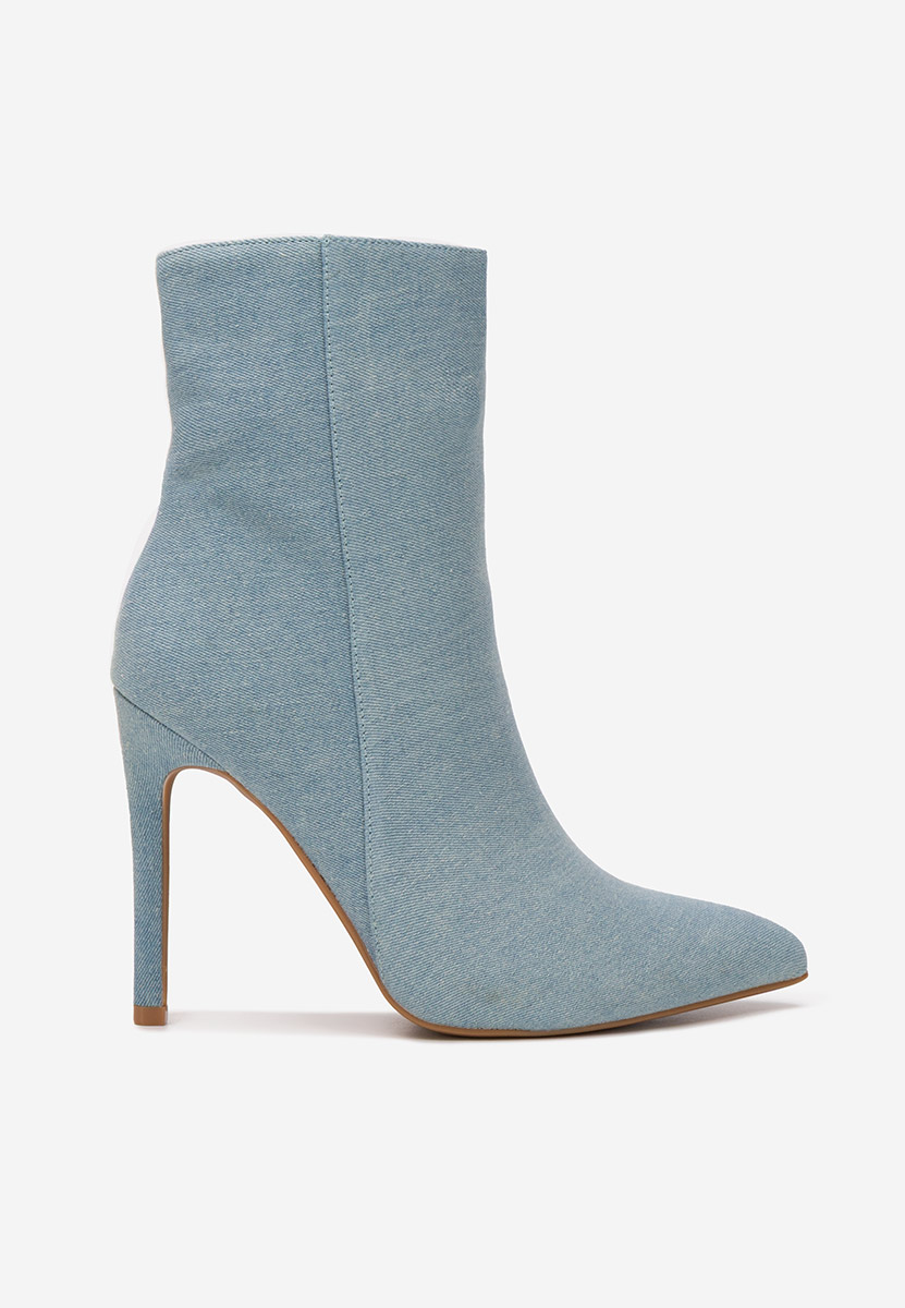 Denim kotníkové boty na vysokém podpatku Cendria