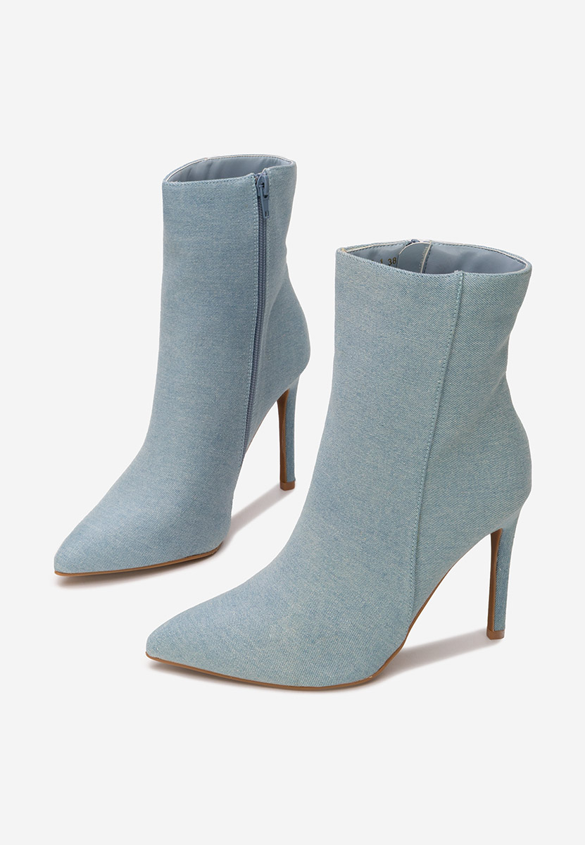 Denim kotníkové boty na vysokém podpatku Cendria