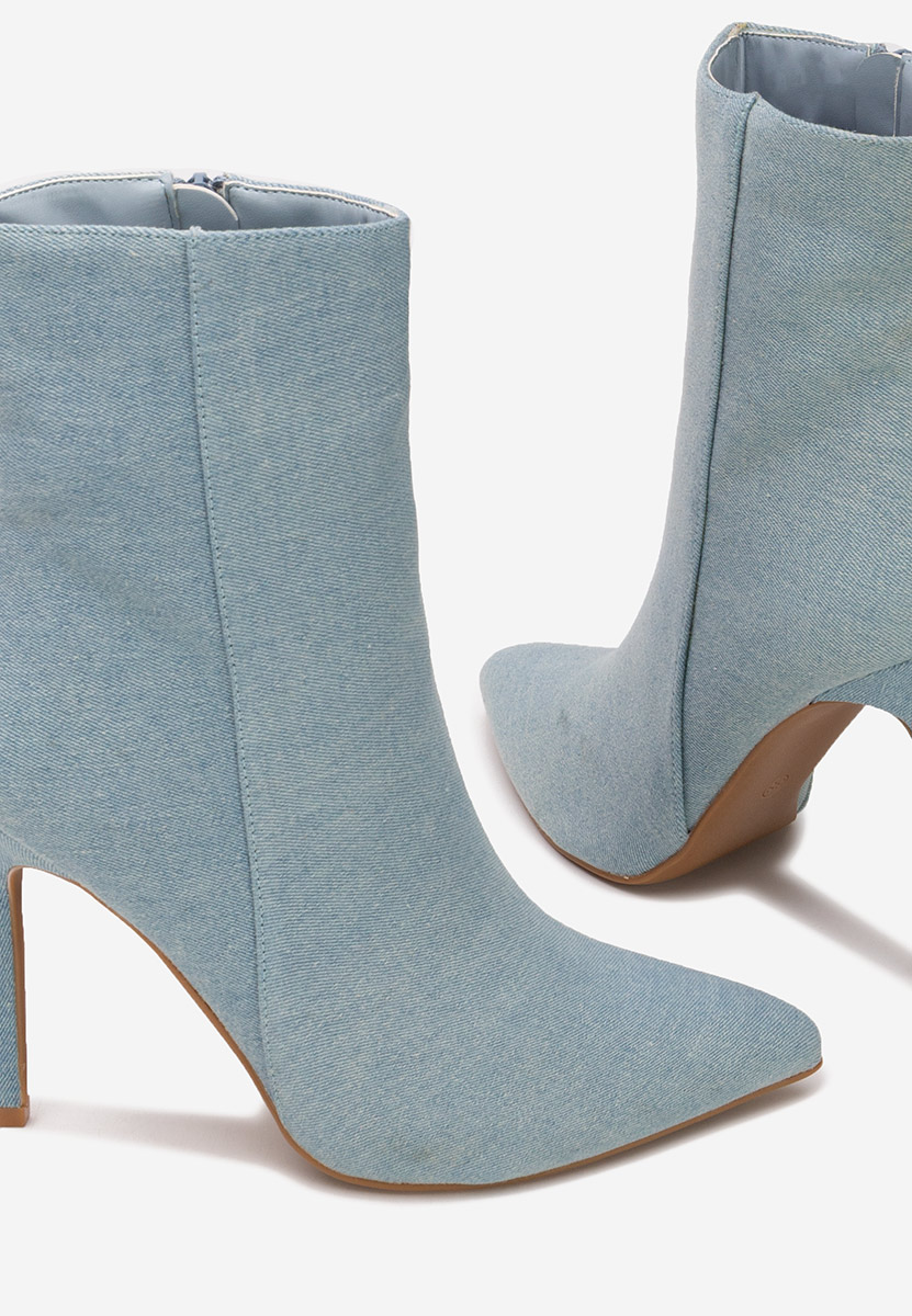 Denim kotníkové boty na vysokém podpatku Cendria