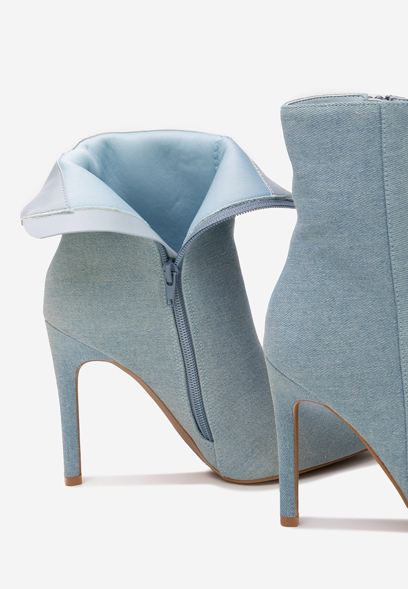 Denim kotníkové boty na vysokém podpatku Cendria