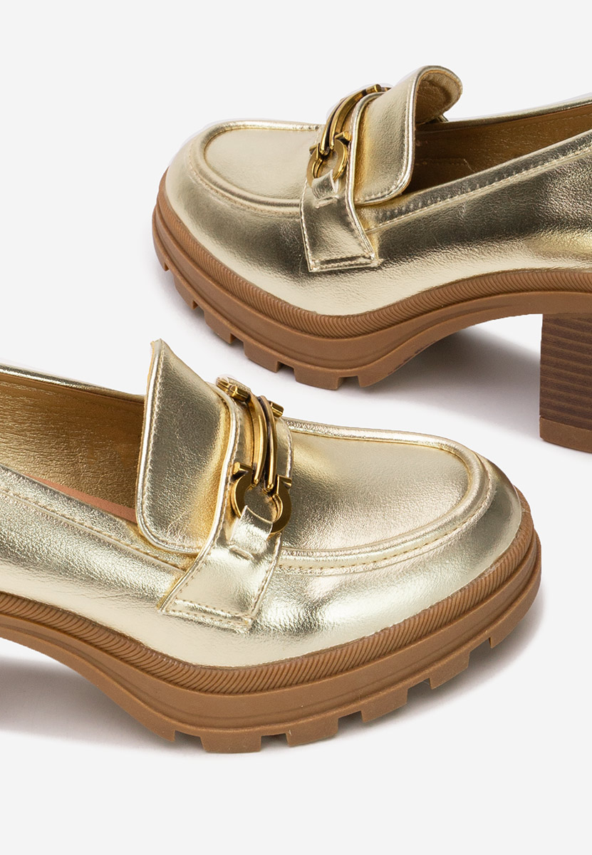 Zlaté mokasíny na podpatku Nakata