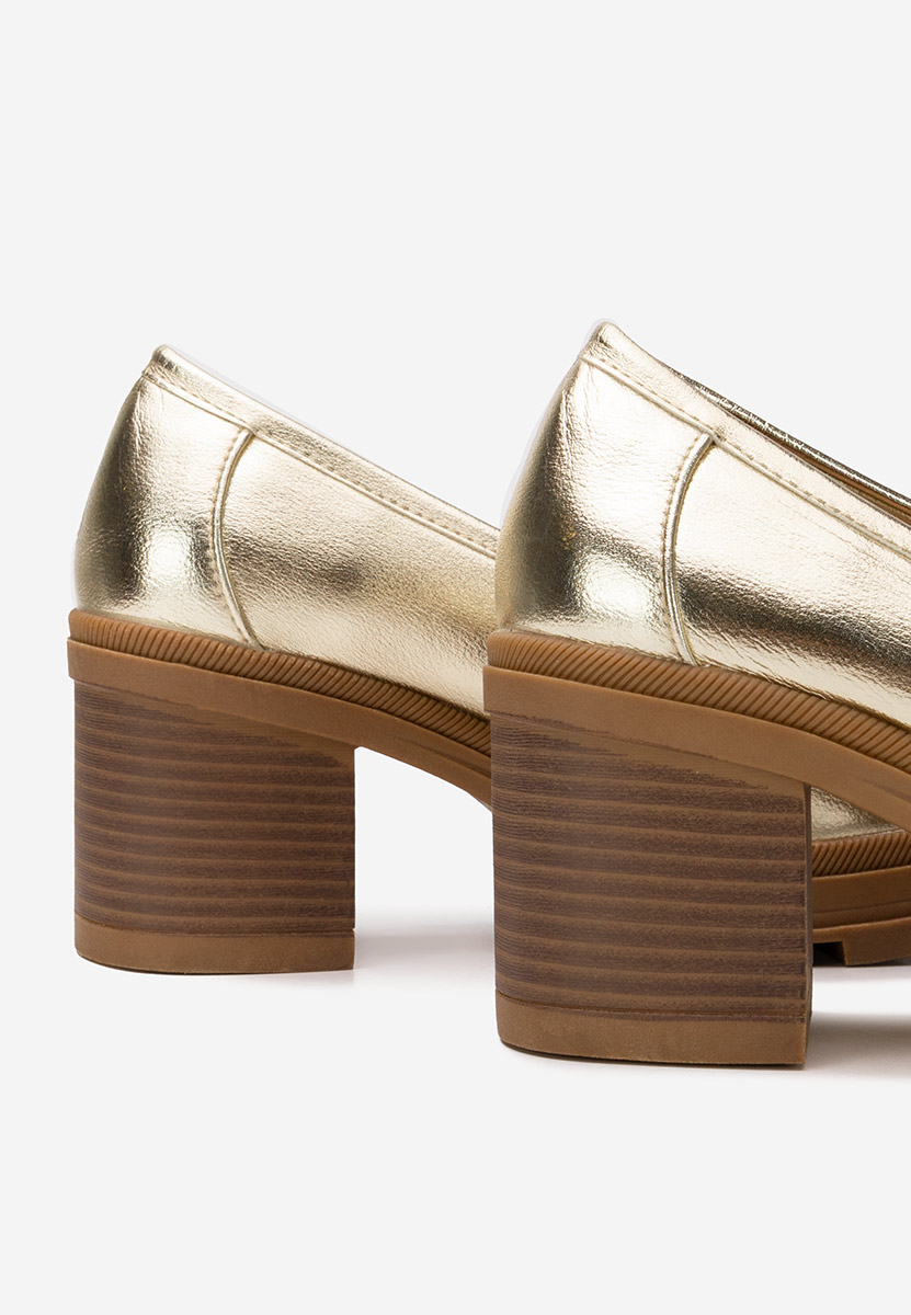 Zlaté mokasíny na podpatku Nakata