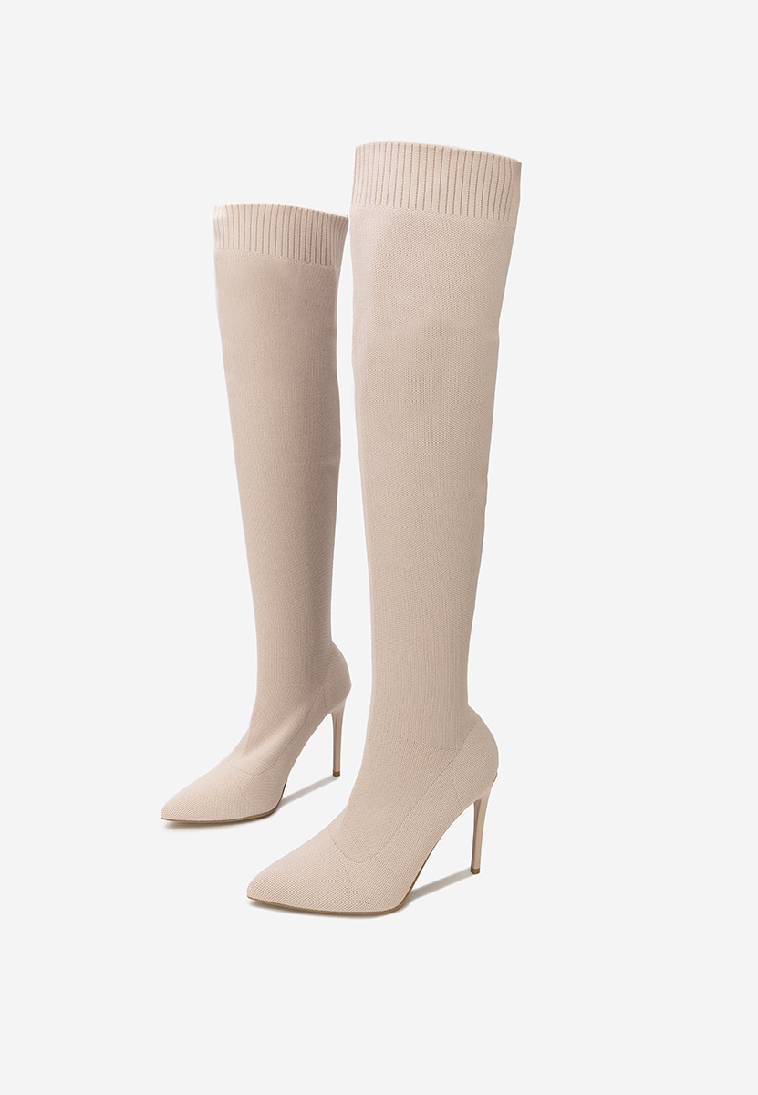 Béžové kozačky nad koleno Shanicea