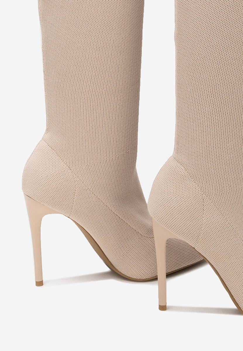 Béžové kozačky nad koleno Shanicea