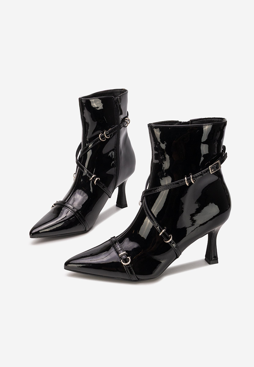 Černé kotníkové boty na vysokém podpatku Marcelia