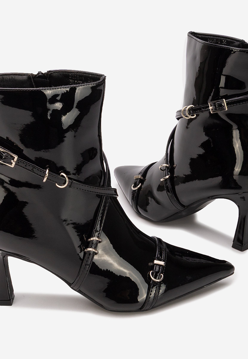 Černé kotníkové boty na vysokém podpatku Marcelia