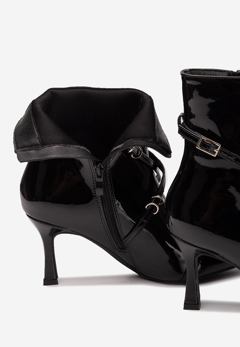 Černé kotníkové boty na vysokém podpatku Marcelia