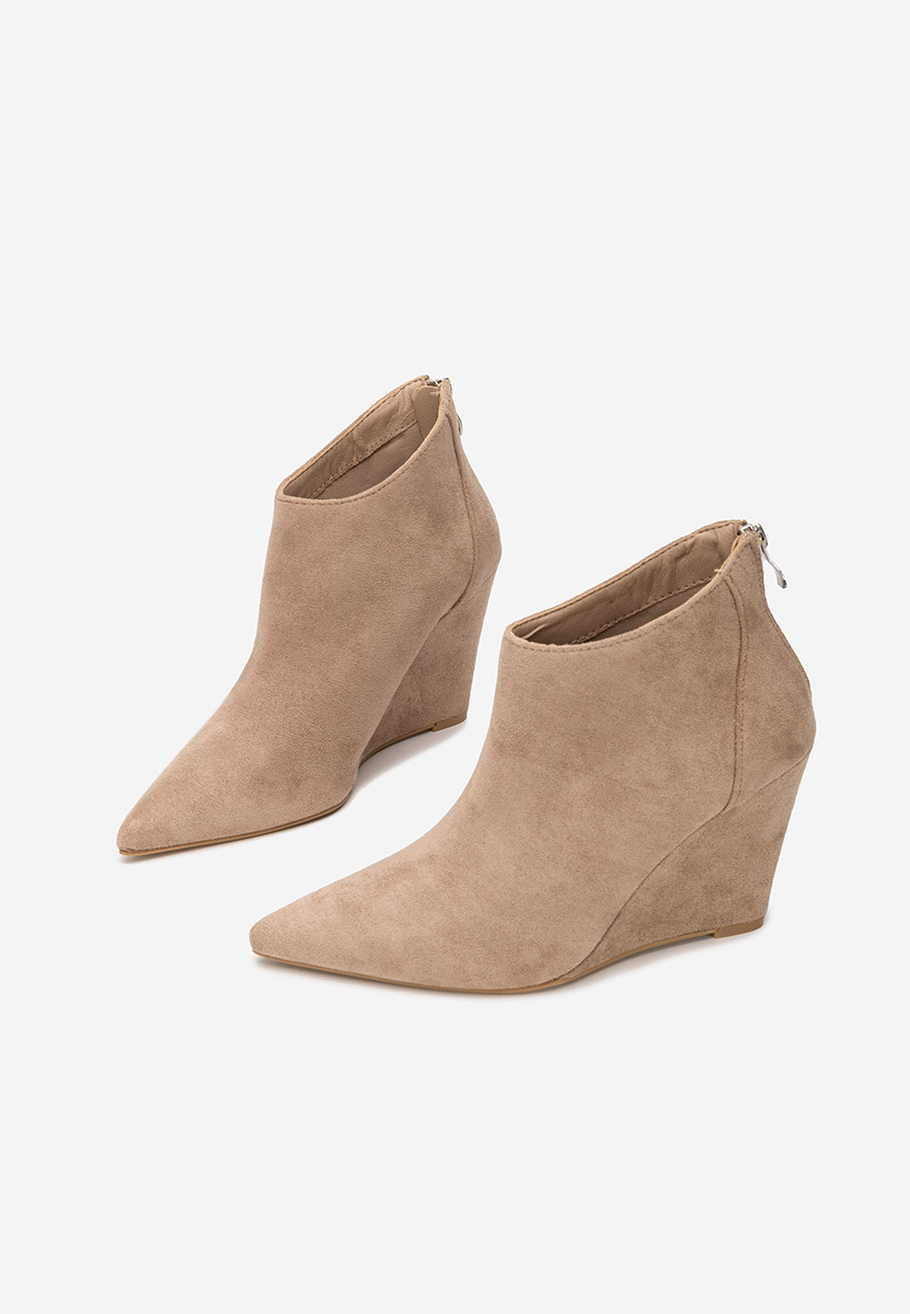 Khaki kotníkové boty na klínku Shenna V3