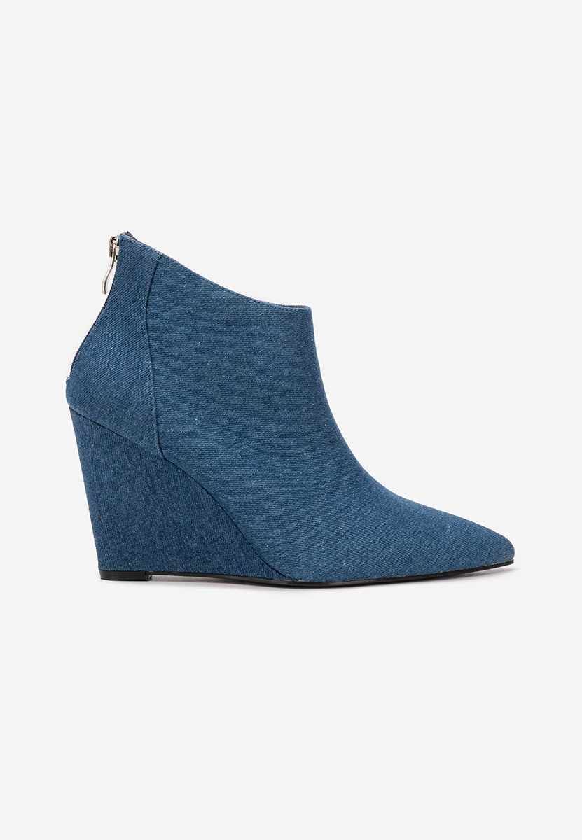 Denim kotníkové boty na klínku Shenna V4