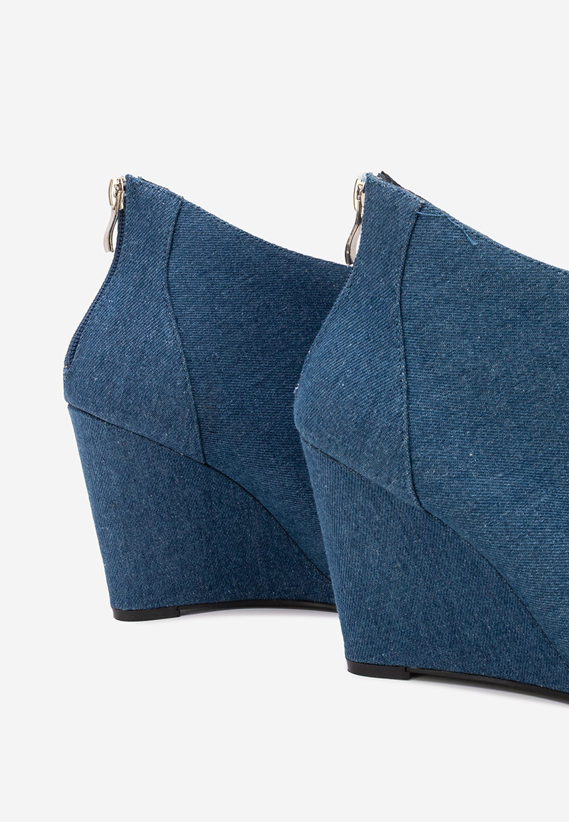 Denim kotníkové boty na klínku Shenna V4