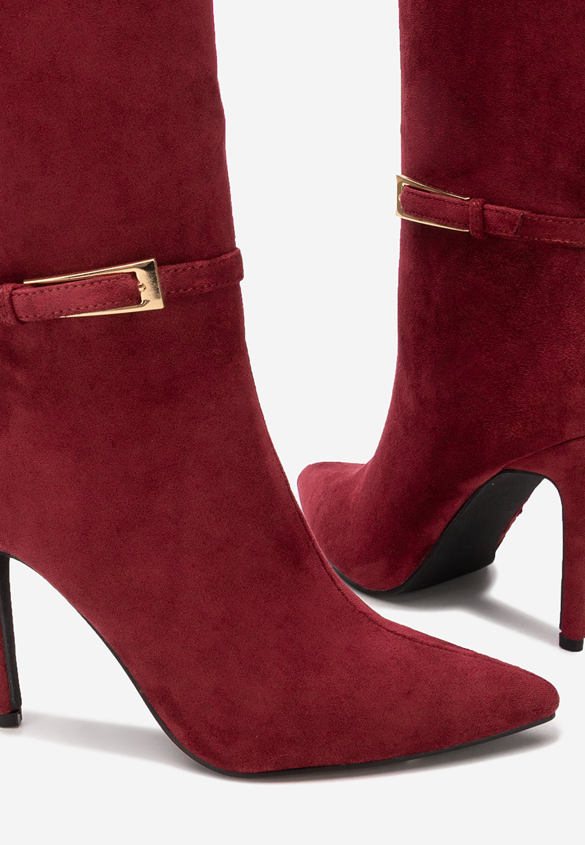 Bordové kozačky na jehlovém podpatku Narcisia