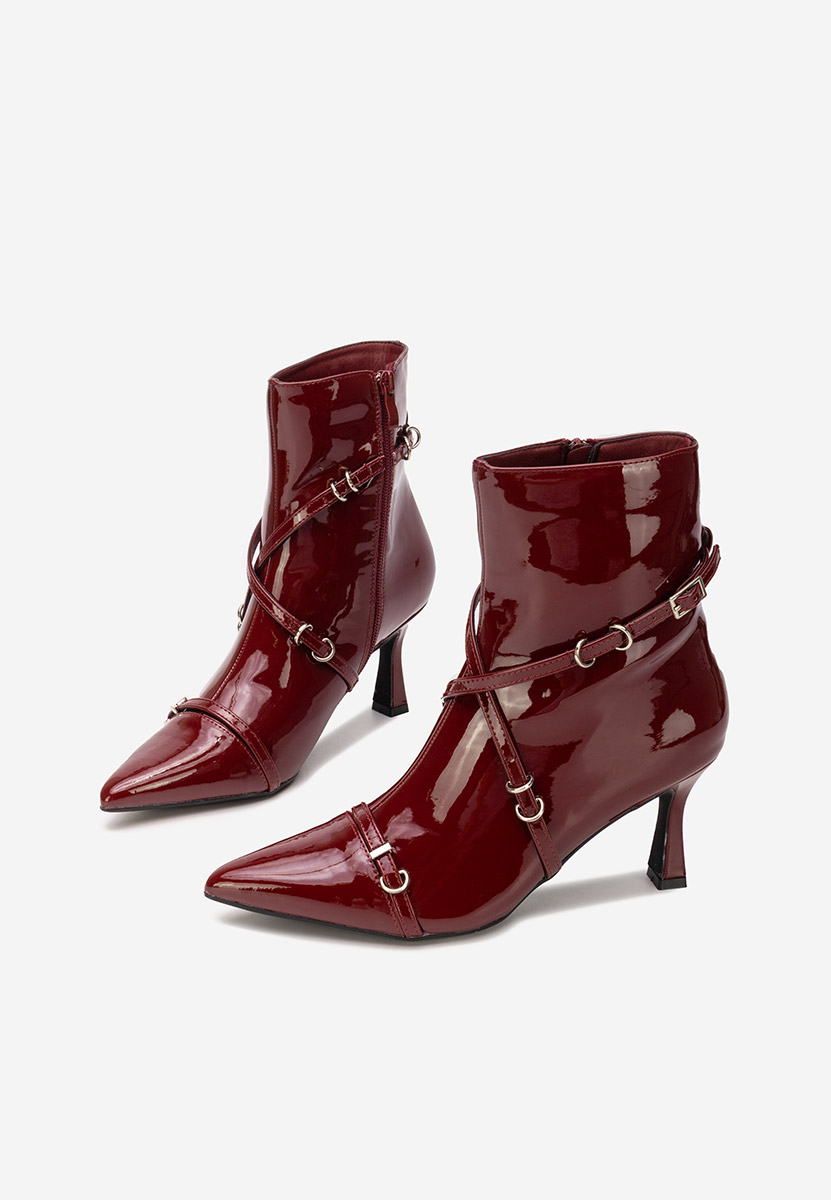 Bordové kotníkové boty na vysokém podpatku Marcelia