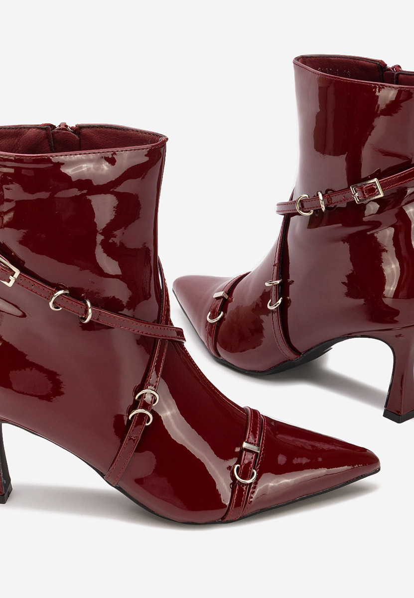 Bordové kotníkové boty na vysokém podpatku Marcelia