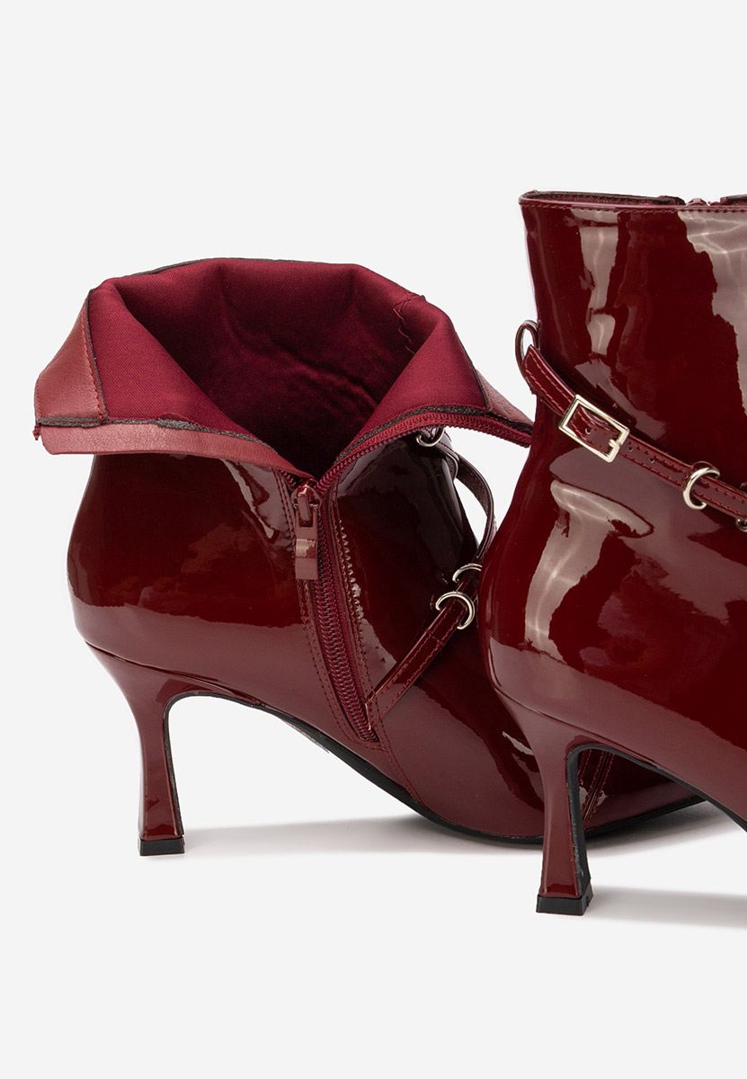 Bordové kotníkové boty na vysokém podpatku Marcelia