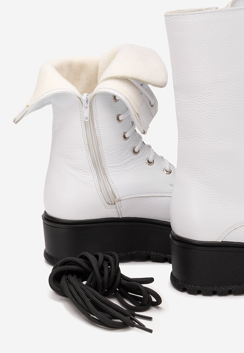 Bílé kožené kotníkové boty Sorelia
