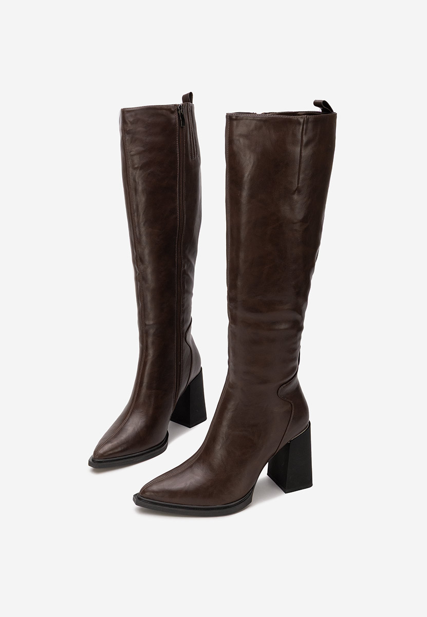 Hnedé kozačky na podpatku Ricardia