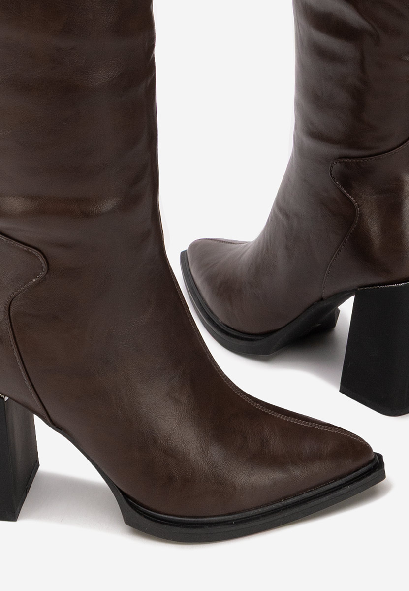 Hnedé kozačky na podpatku Ricardia