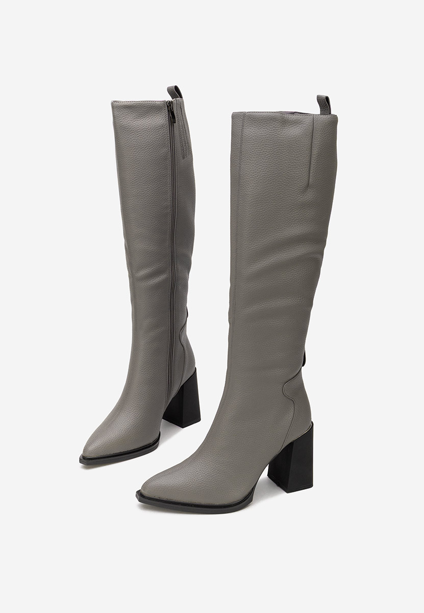 Šedé kozačky na podpatku Ricardia
